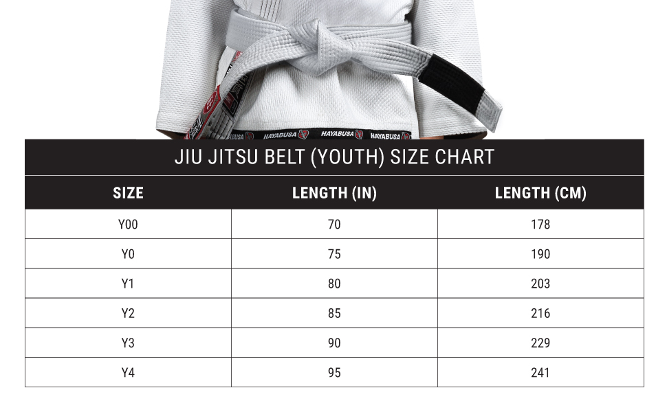 Dimensions for Hayabusa Youth Jiu Jitsu Belt